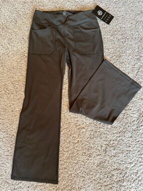 NWT Bubblelime L Charcoal Flare Yoga Pants 4 Pocket Stretch